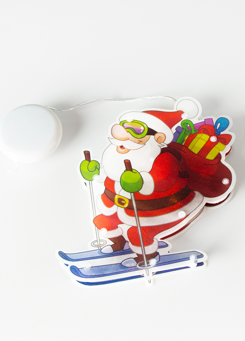 Іграшка світлодіодна підвісна Санта на лижах, 16,2х23х2,6 см MVM (256608382)
