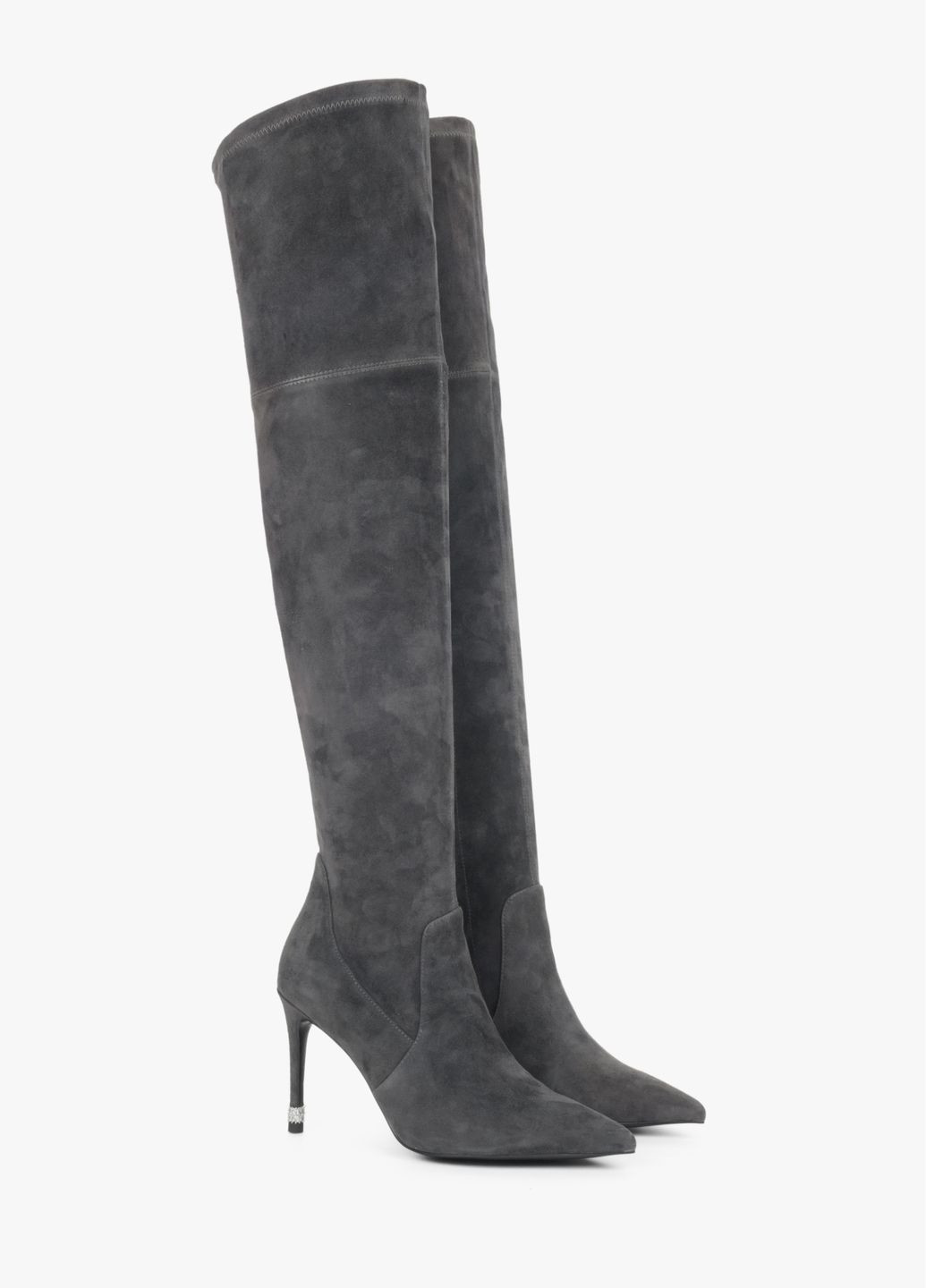 Серые осенние ботфорты, цвет серый Estro