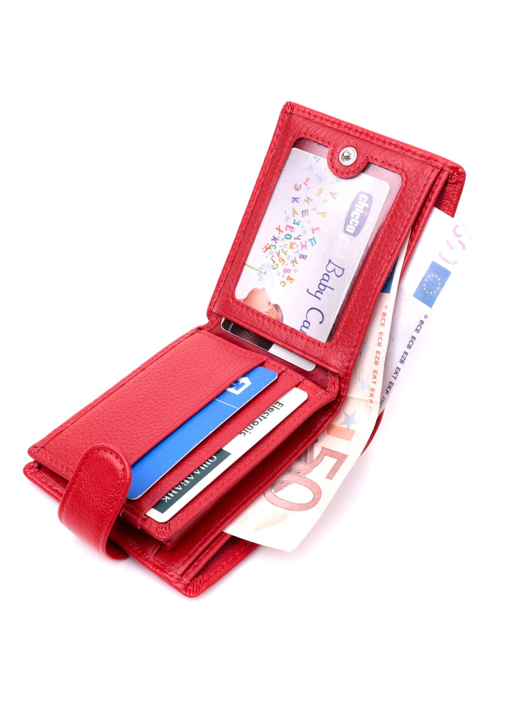 Яскраве жіноче портмоне з блоком для карт з натуральної шкіри 19471 Червоний st leather (277980519)