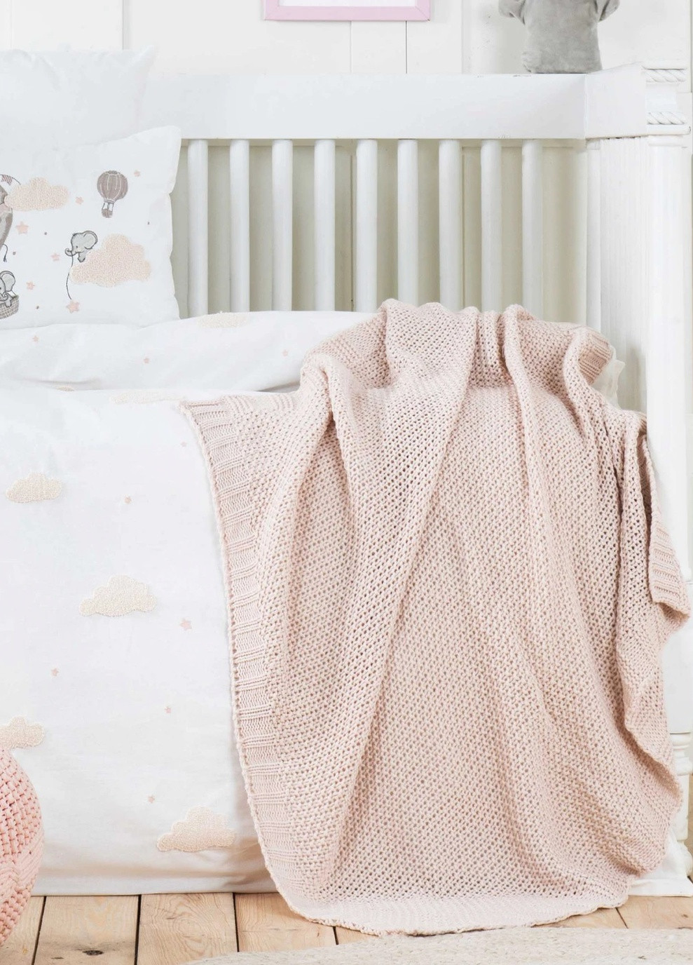 Дитячий набір в ліжечко для немовлят - Elephant Sky pembe (5 предметів) Karaca Home (259033259)