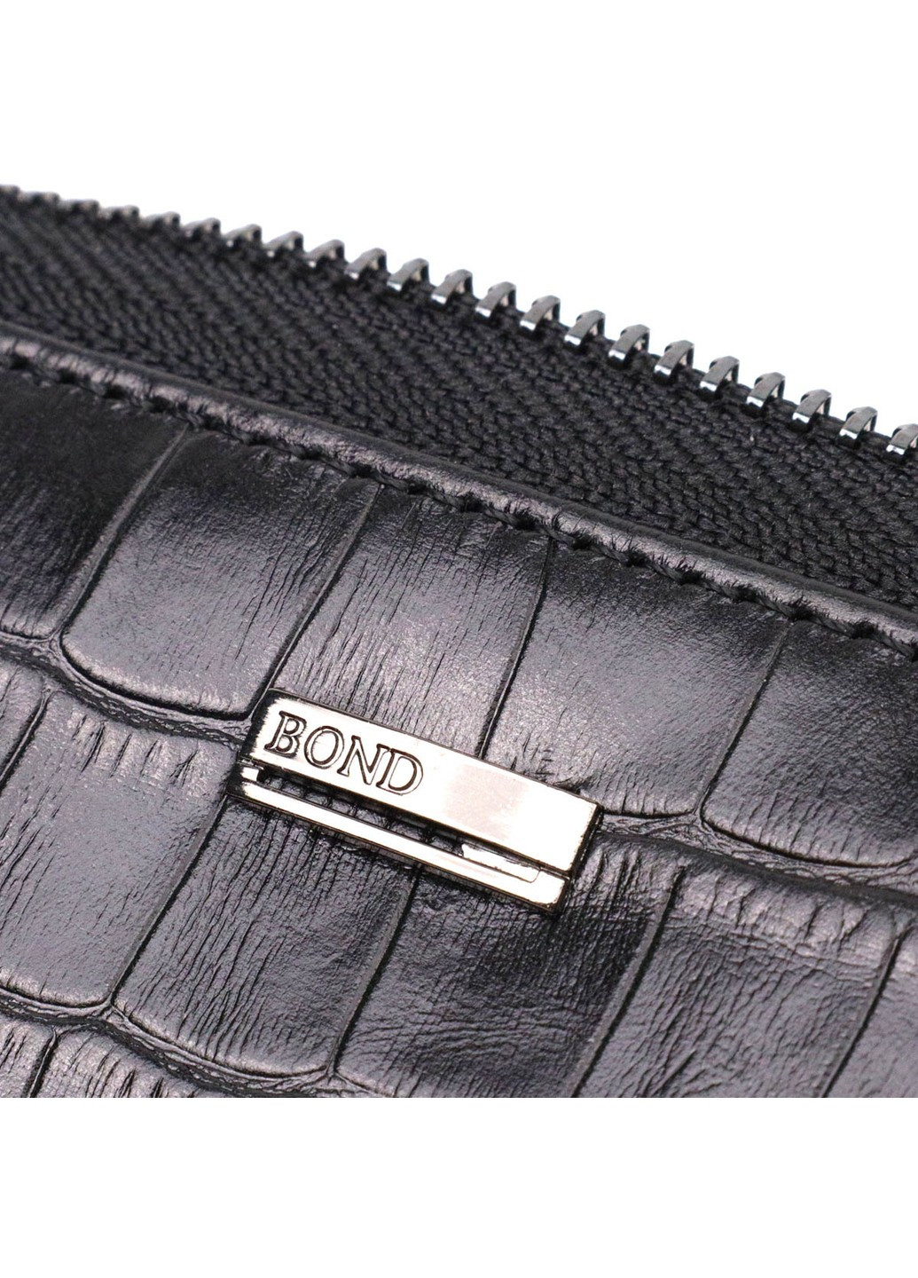 Вместительный женский кошелек из натуральной кожи с тиснением под крокодила 21980 Черный Bond (262158759)