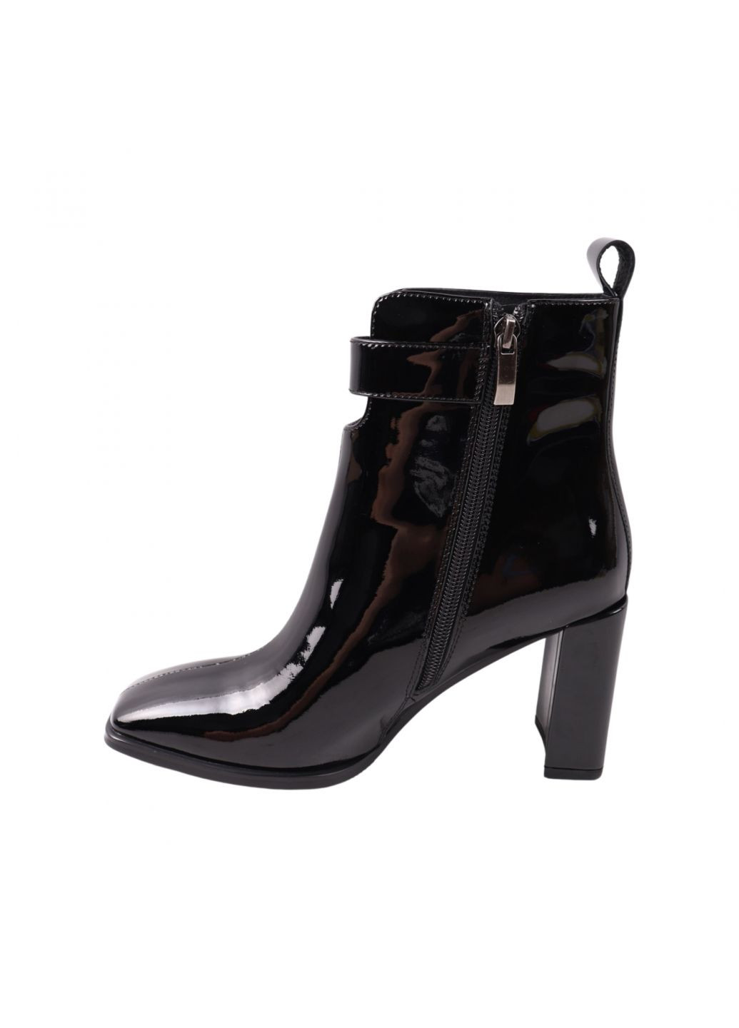 Черные ботильоны женские черные натуральная лаковая кожа Angelo Vani 257-23DH