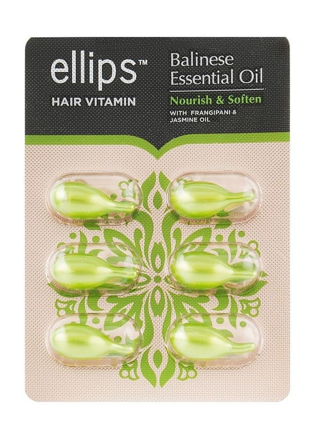 Витамины для волос "Питание и мягкость Бали" Vitamin Balinese Essential Oil with Jasmine Oil, 6 капсул по 1 мл Ellips (262445919)