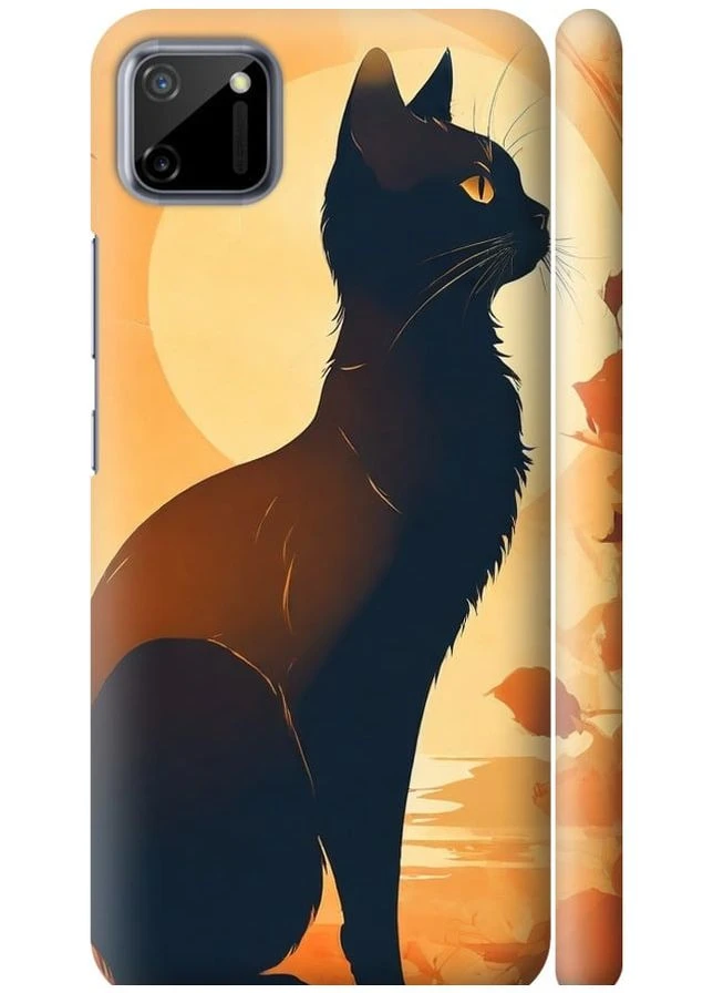 3D пластиковый матовый чехол 'Черная кошка v2' для Endorphone Realme C11 2020 (276058382)