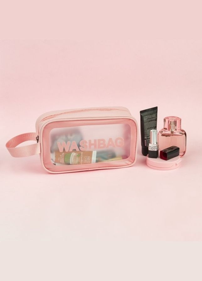 Женская косметичка WASHBAG органайзер с одной ручкой средняя розовая No Brand (266694683)