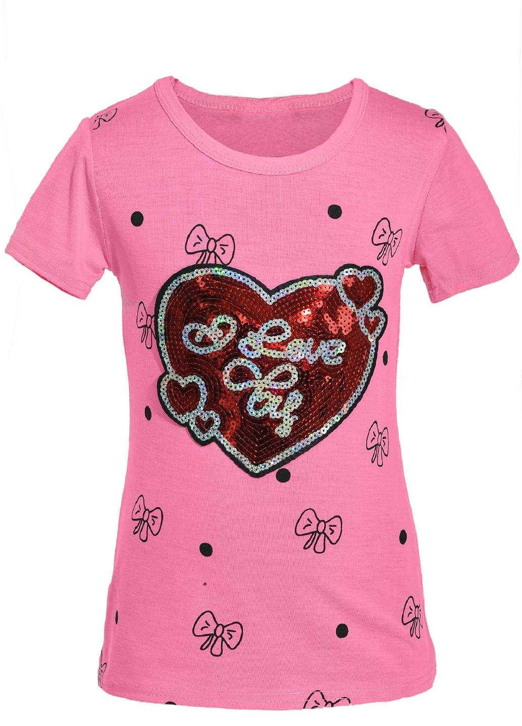 Розовая футболки футболка на дівчаток (сердечки)16894-731 Lemanta