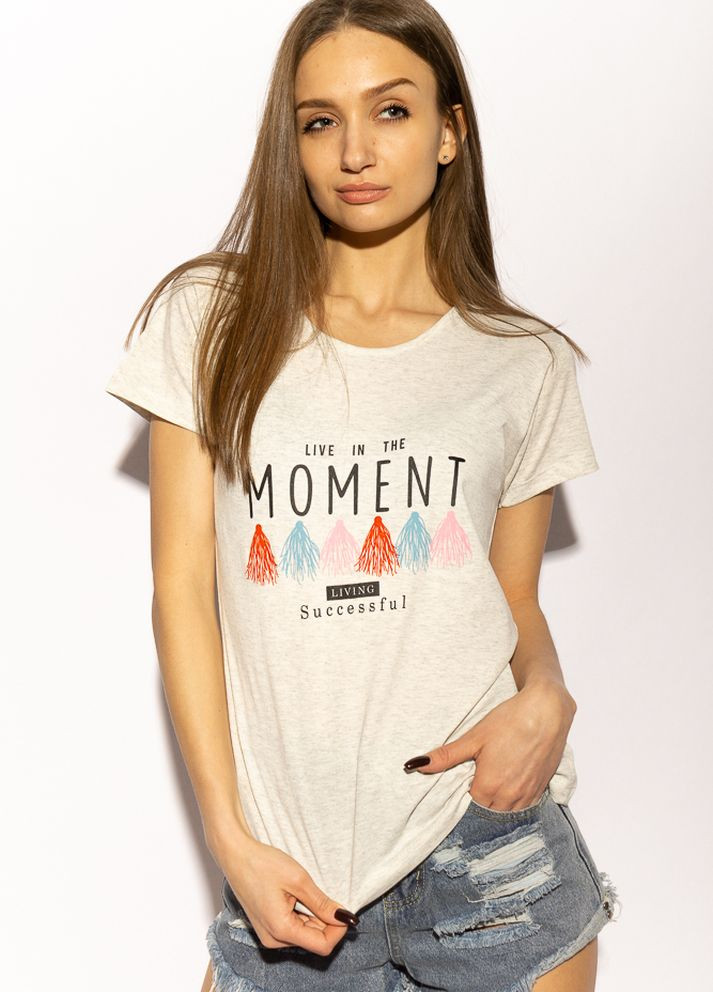 Бесцветная летняя футболка женская moment (молочный меланж) Time of Style