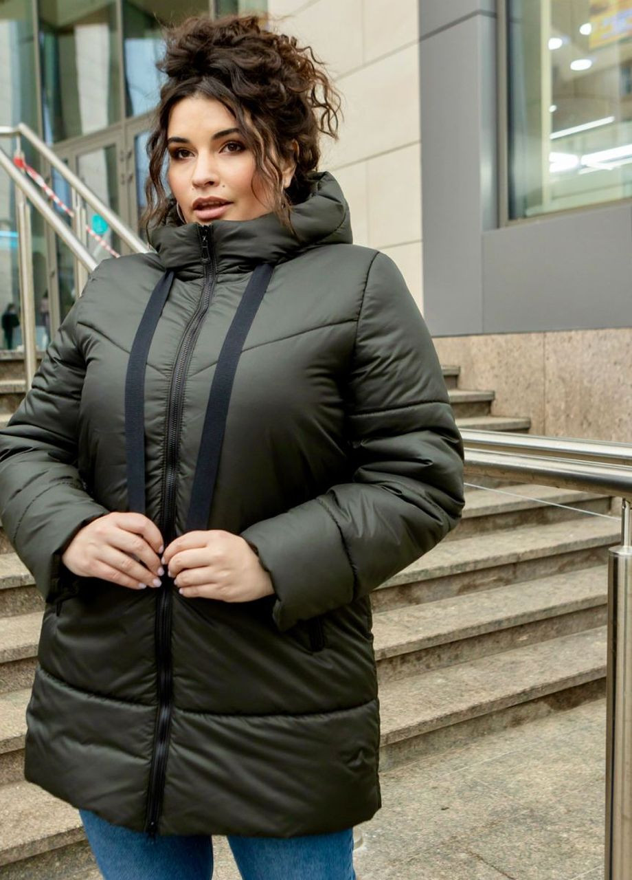 Оливкова (хакі) зимня зимова жіноча куртка великого розміру SK