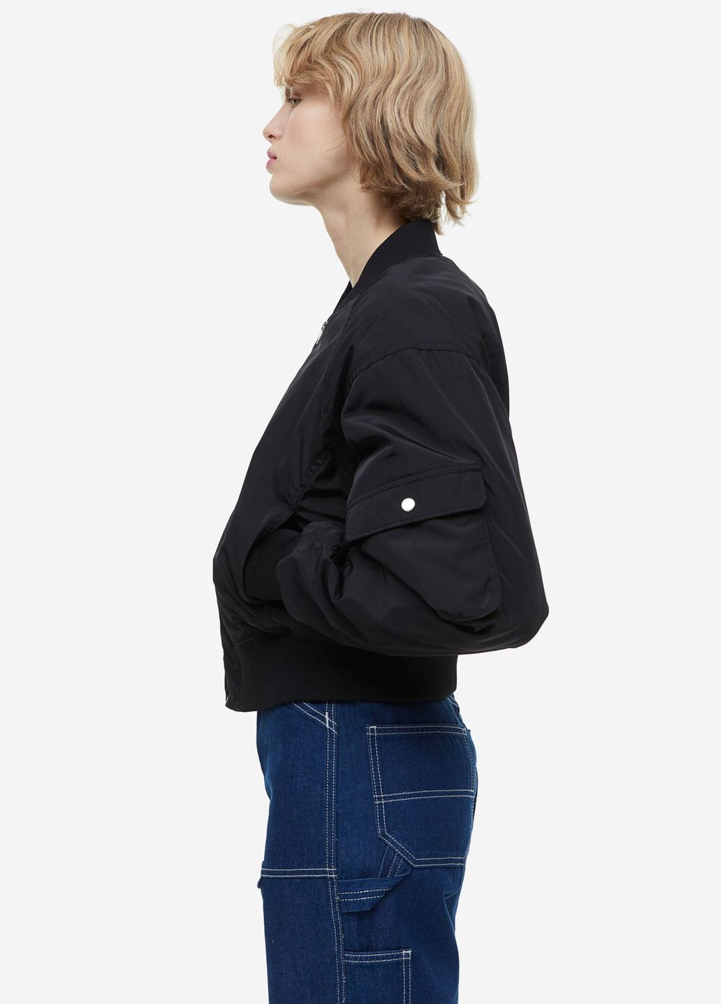 Чорна демісезонна утеплена пілотна куртка H&M