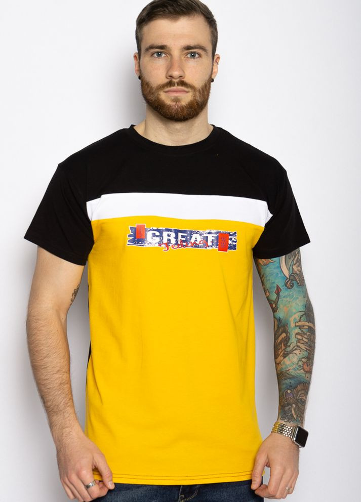 Бесцветная футболка мужская (черно-желтый) Time of Style