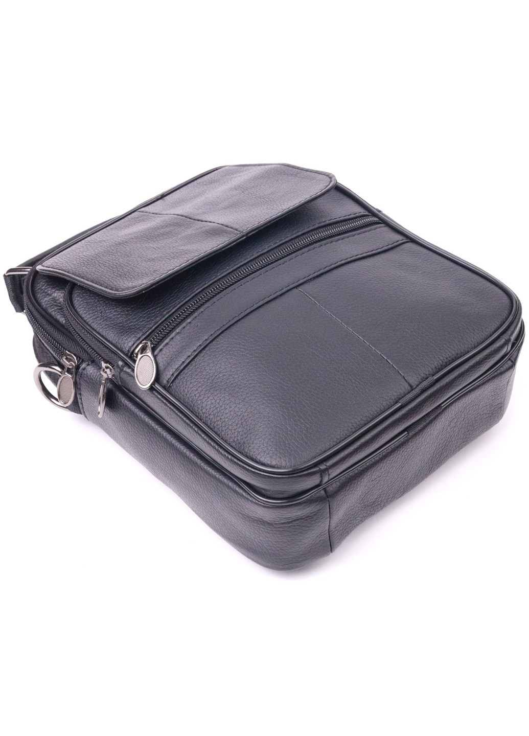 Практична чоловіча шкіряна сумка 21396 Чорна Vintage (258267910)