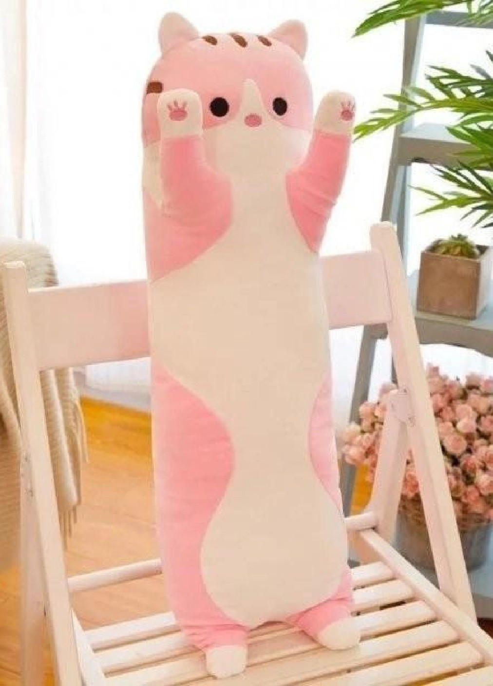 Дитяча плюшева іграшка подушка обіймашка антистрес кіт Батон для дітей хлопчиків дівчаток 110 см (476259-Prob) Рожевий Unbranded (278014570)