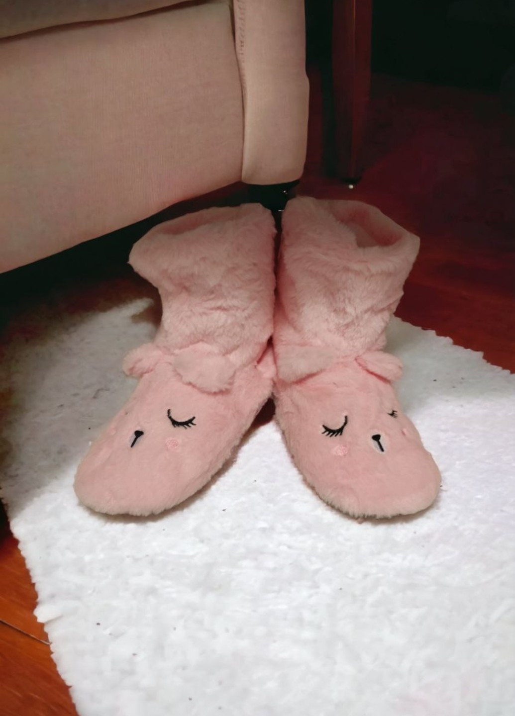 Светло-розовые домашние тапочки-сапожки женские sleepy rabbit No Brand