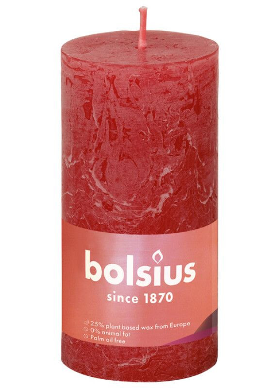 Свеча Рустик SHINE столбик 10х5см бархатный красный (BOL-770341) Bolsius 2 (263945497)