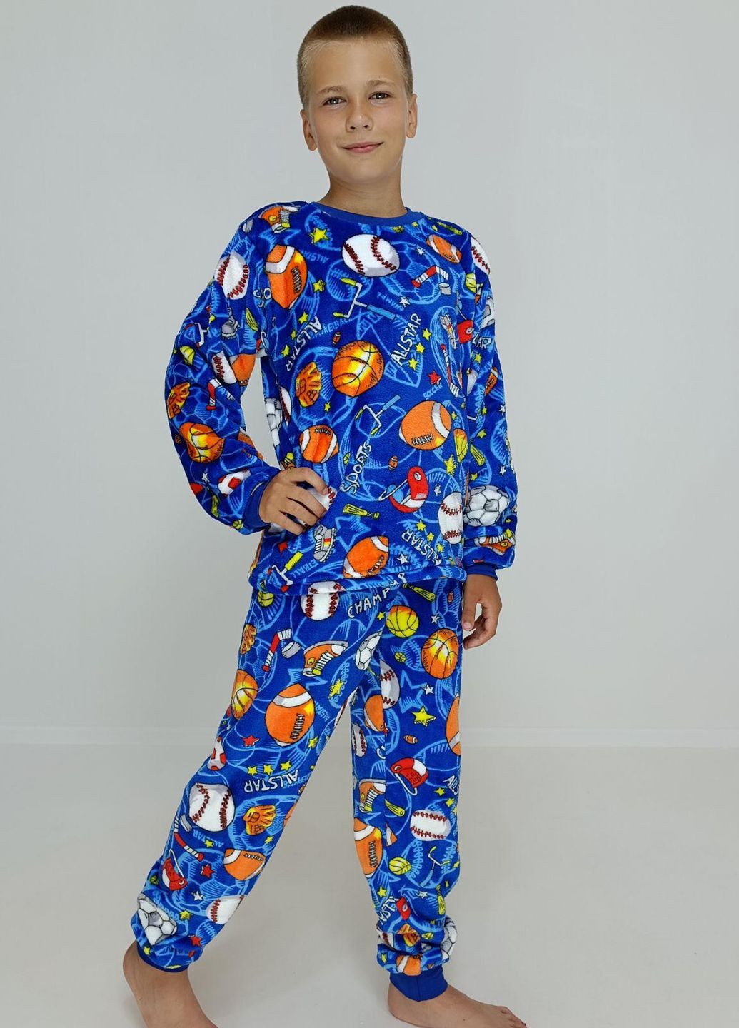 Синяя зимняя пижама детская зимняя мячики 152 см синяя 59078494-4 Triko