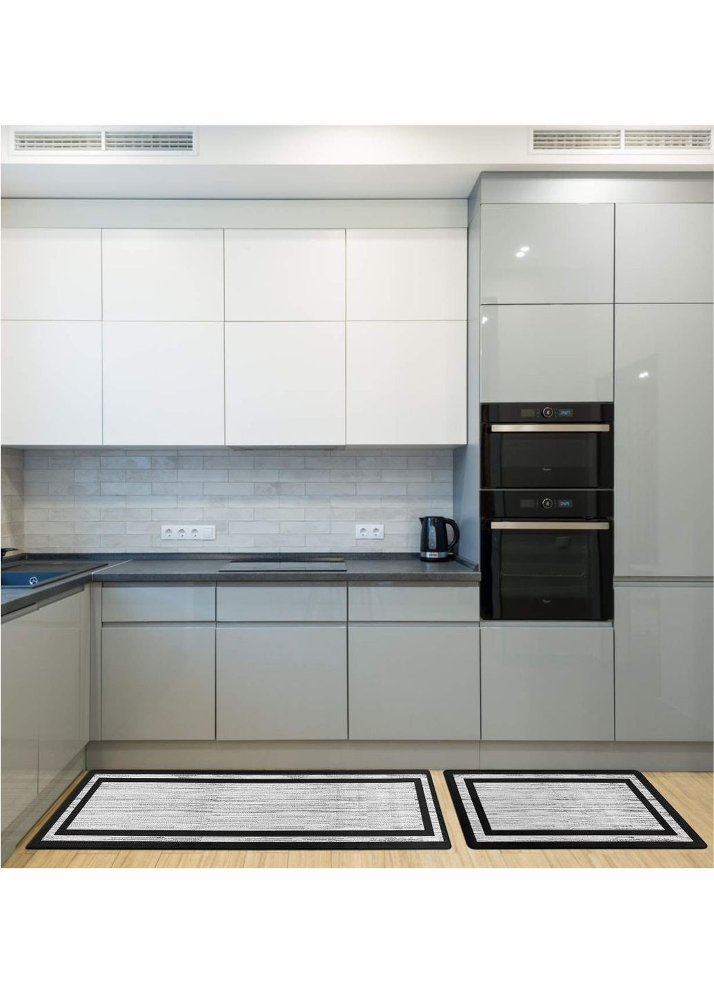 Килимки набір 2 шт: 44x74 x1 см та 44 x150 x1см Чорна окантовка - для кухні, офісу, дому, пральні - Водонепроникні Lovely Svi (276004477)
