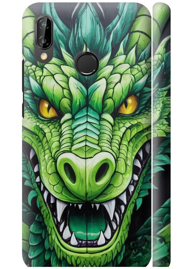 3D пластиковый матовый чехол 'Зелёный дракон' для Endorphone Huawei P20 Lite (275457575)
