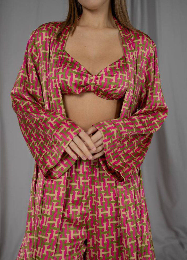 Розовая женский пижамный костюм тройка цвет розовый р.s/m 448465 New Trend