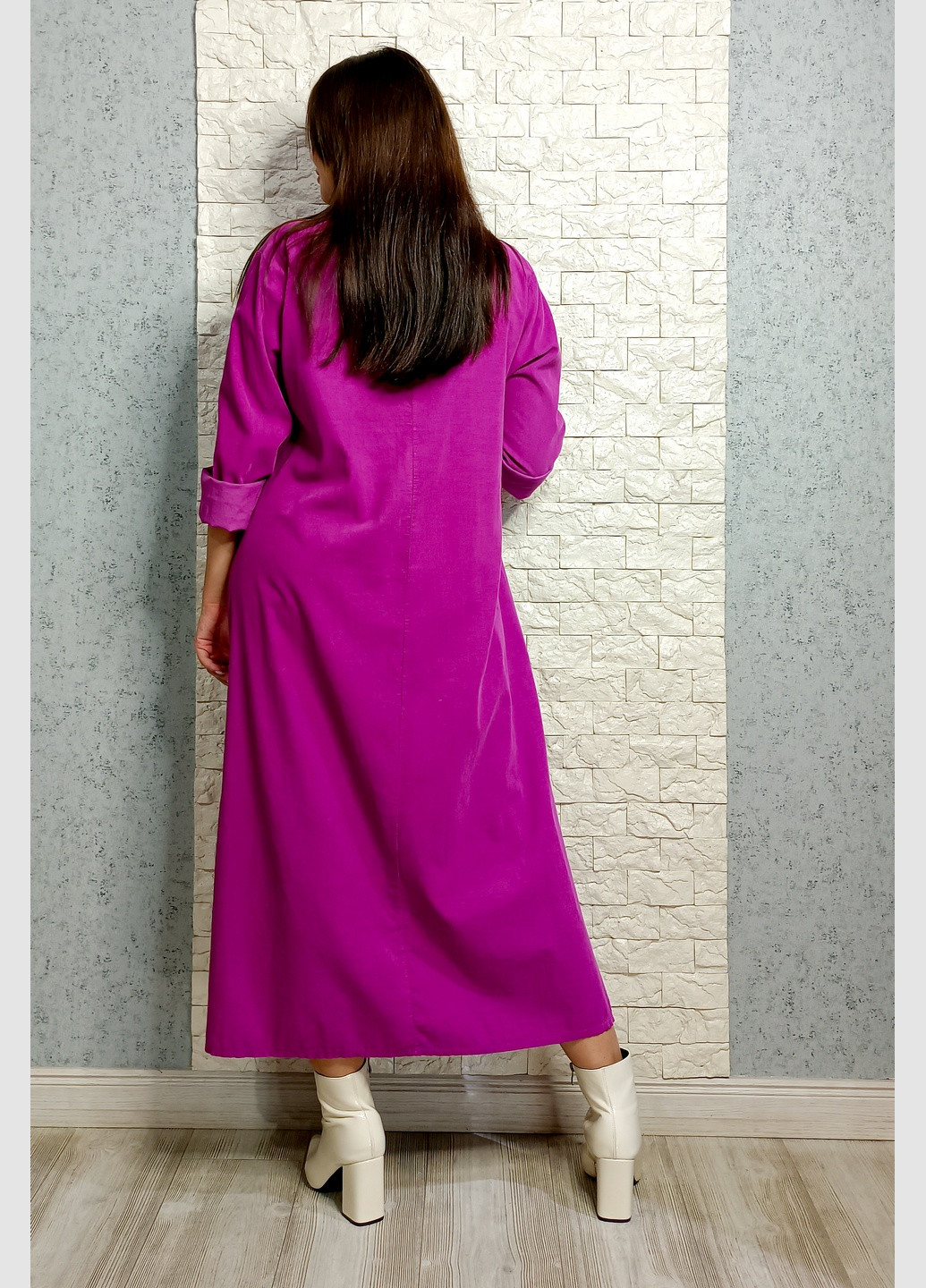 Фуксиновое (цвета Фуксия) кэжуал платье а-силуэт New Collection однотонное