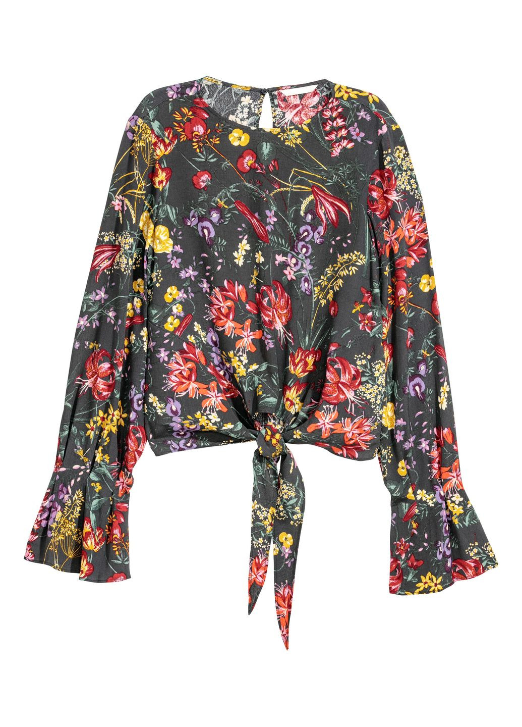 Темно-серая блуза демисезон,темно-серий в цветние узори, H&M