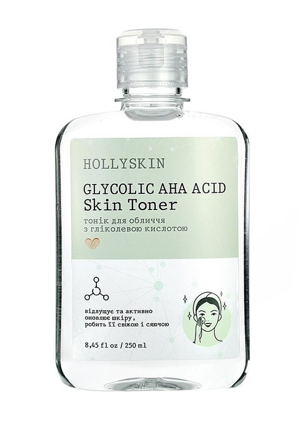 Тонік для обличчя із гліколевою кислотою Glycolic AHA Acid Skin Toner, 250 мл Hollyskin (257332677)