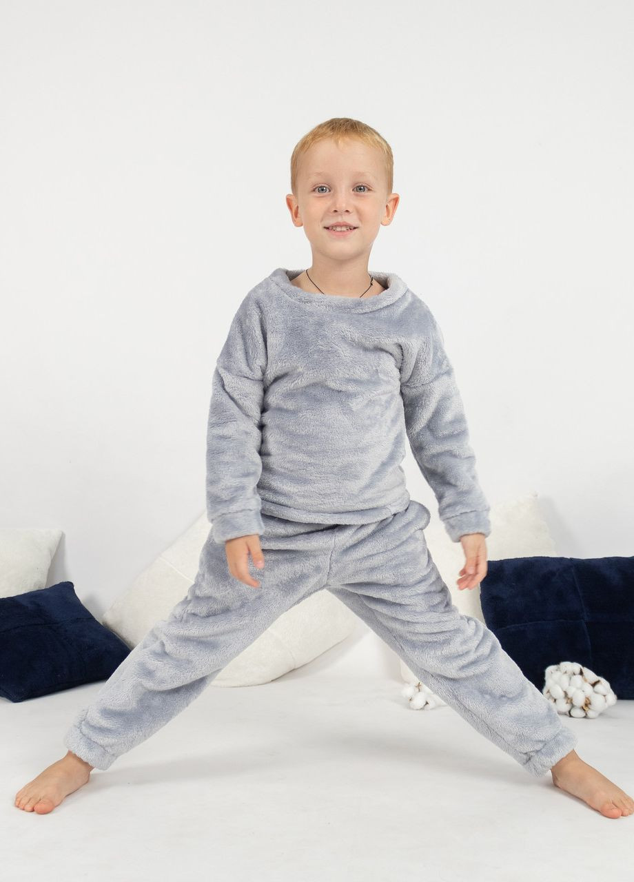 Сіра піжама дитяча домашня махрова кофта зі штанами сірий Maybel