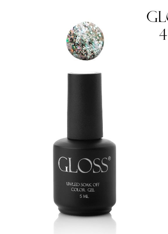 Гель-лак GLOSS 410 (сріблястий з голографічними блискітками), 5 мл Gloss Company кристал (268473488)