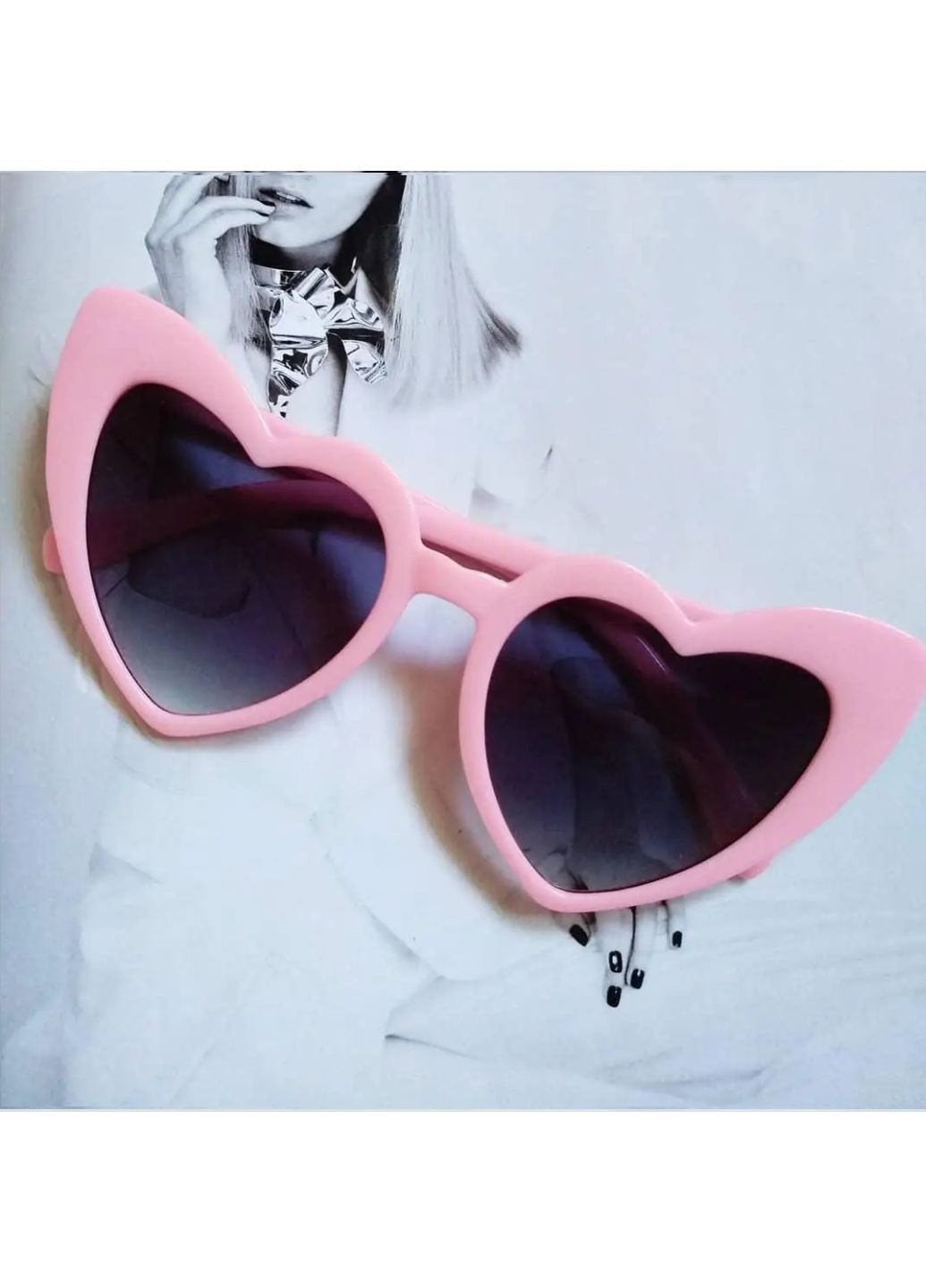 Женские очки солнцезащитные в форме сердца Розовый с фиолетовым No Brand (259139357)