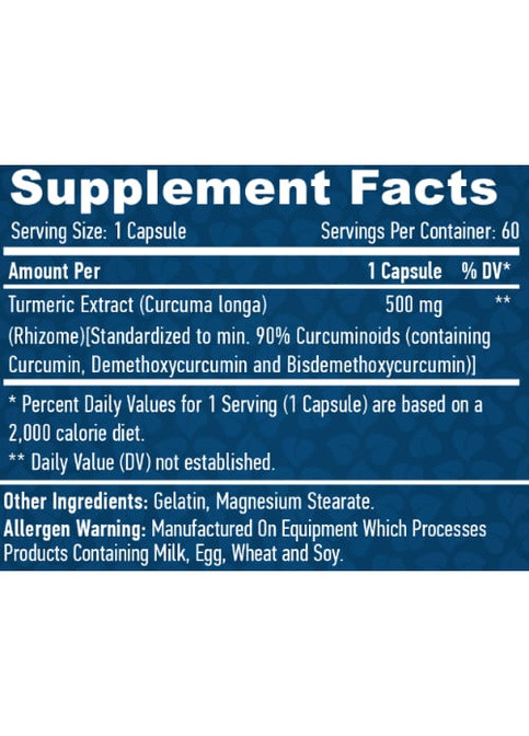Curcumin /Turmeric Extract/ 500 mg 60 Caps Haya Labs (259967158)