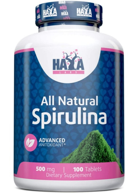 All Natural Spirulina 500 mg 100 Tabs Haya Labs (259967127)