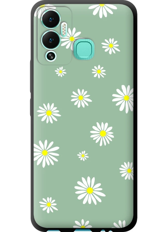 TPU черный чехол 'Ромашки v4' для Endorphone Infinix Hot 12 Play (258085069)