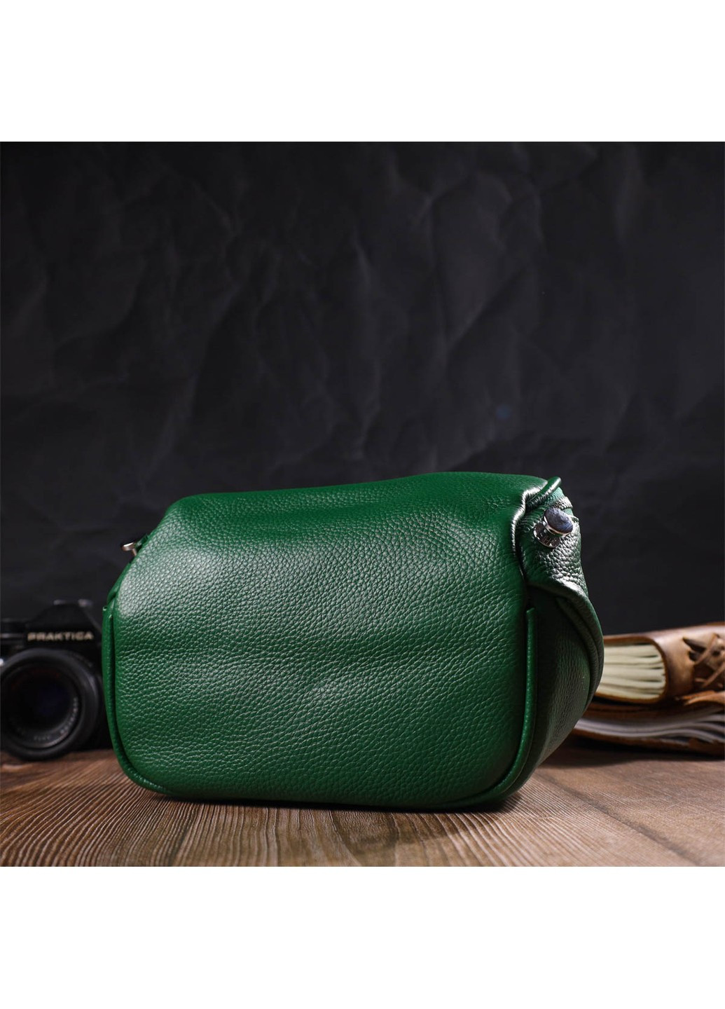 Модна жіноча сумка через плече з натуральної шкіри 22124 Зелена Vintage (260360862)