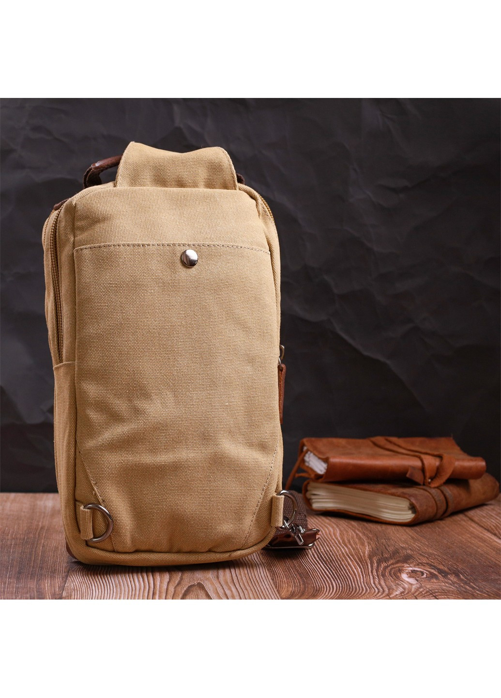 Цікава чоловіча сумка через плече із щільного текстилю 22194 Пісочний Vintage (267925302)
