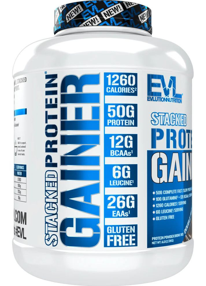 Гейнер Stacked Protein Gainer 2720 g (Double Rich Chocolate) EVLution Nutrition (265151975)