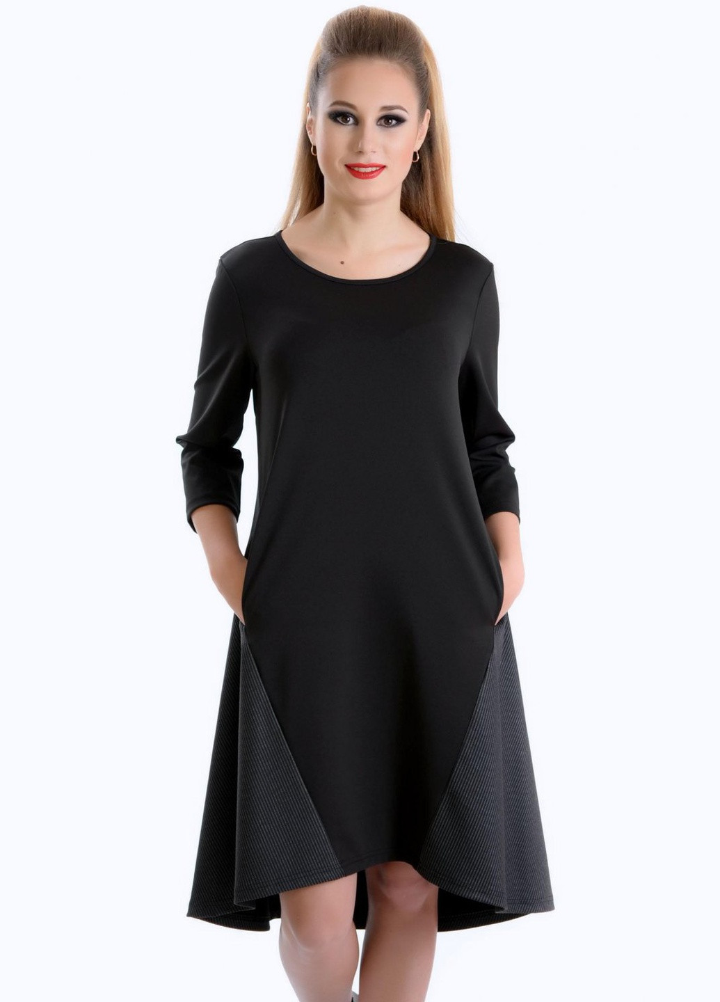 Черное сукнi норма сукня з кишеньками із трикотажної тканини (ут000041128) Lemanta