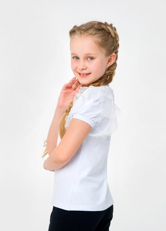 Блуза (короткий рукав) з рюшем Білий Smil (258079018)
