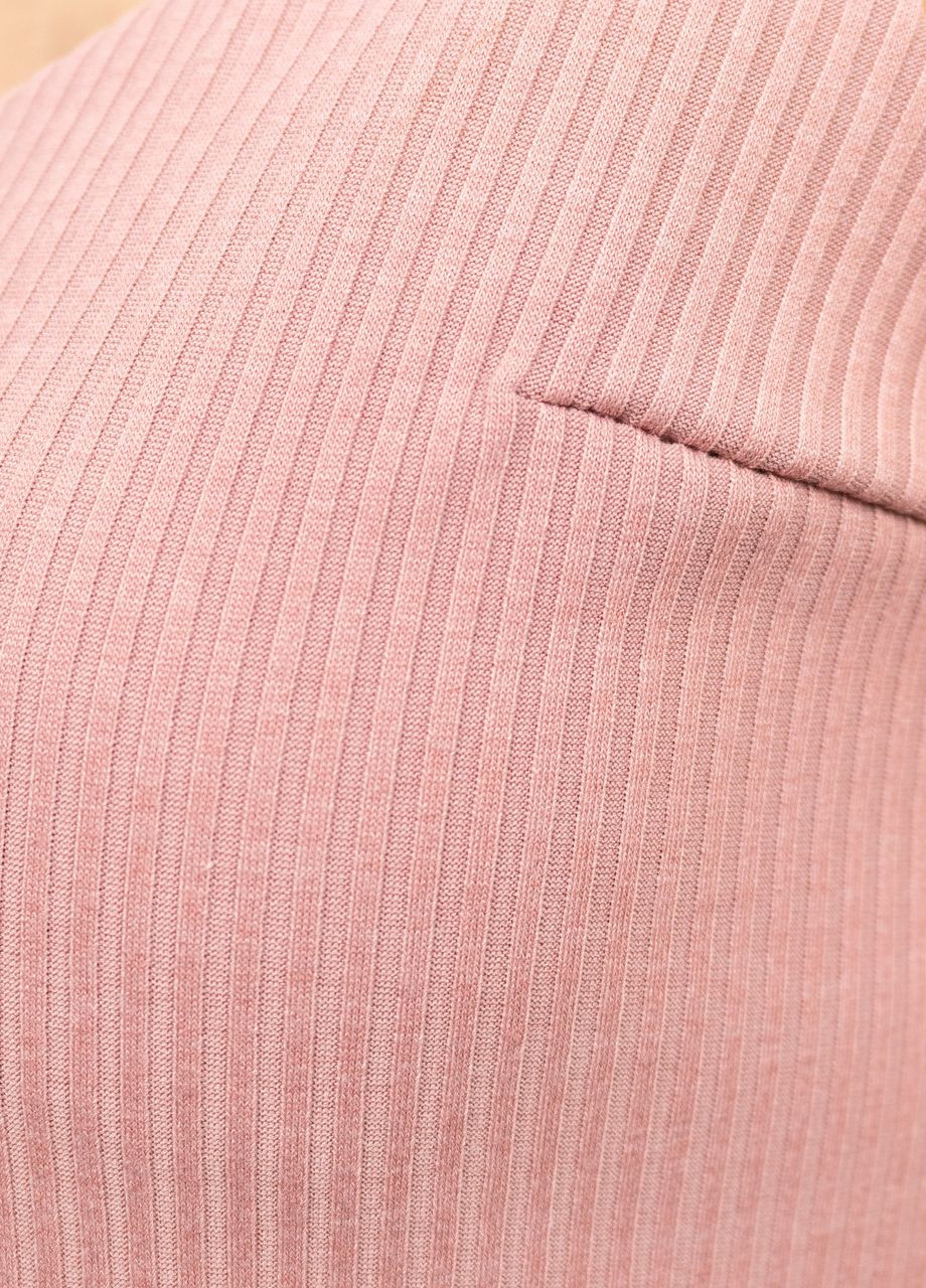 Пижамный женский комплект двойка в рубчик, халат и сорочка Розовая пудра Maybel (277751938)