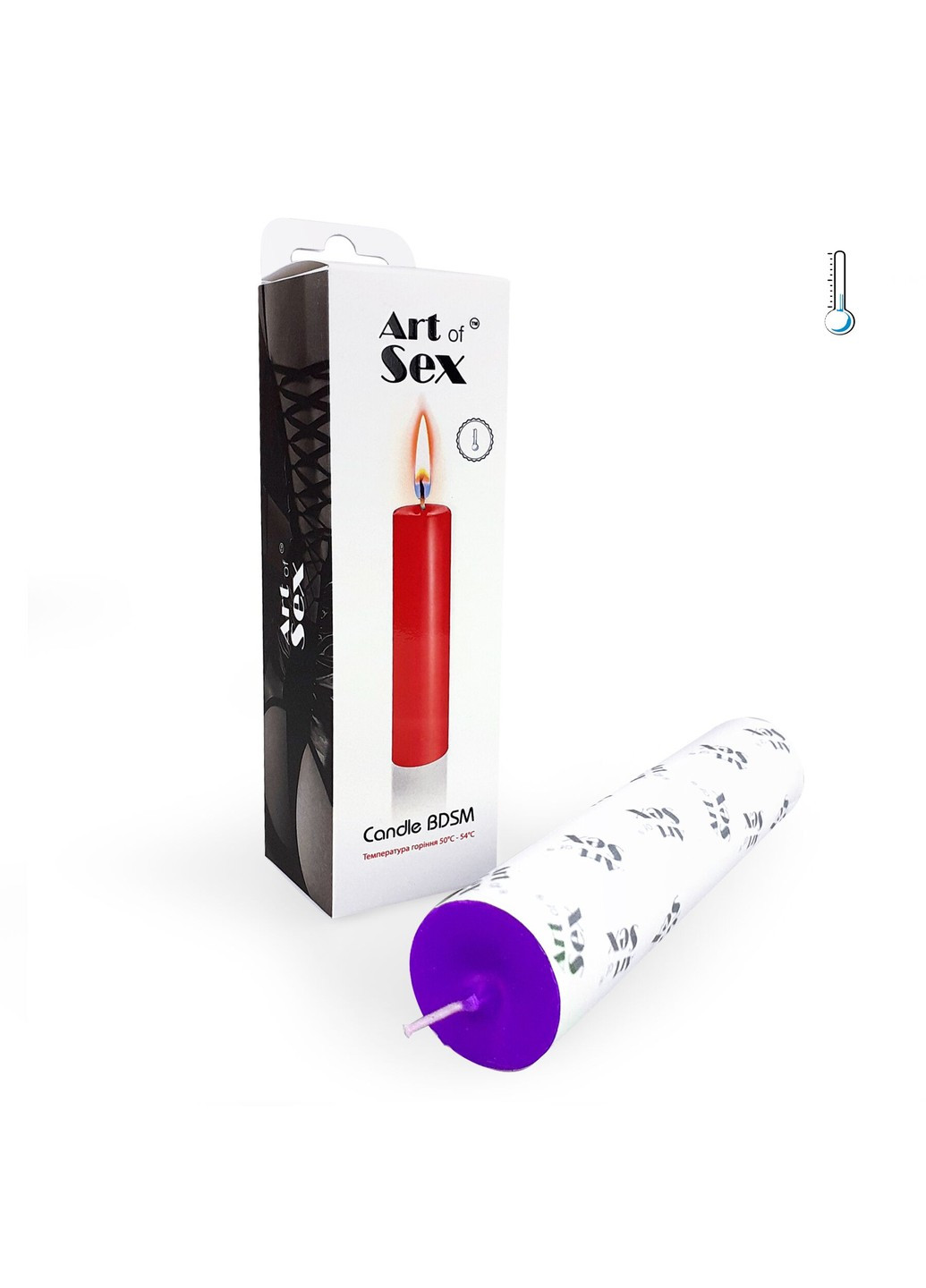 Фиолетовая свеча восковая size M 15 см низкотемпературная Art of Sex (277235443)
