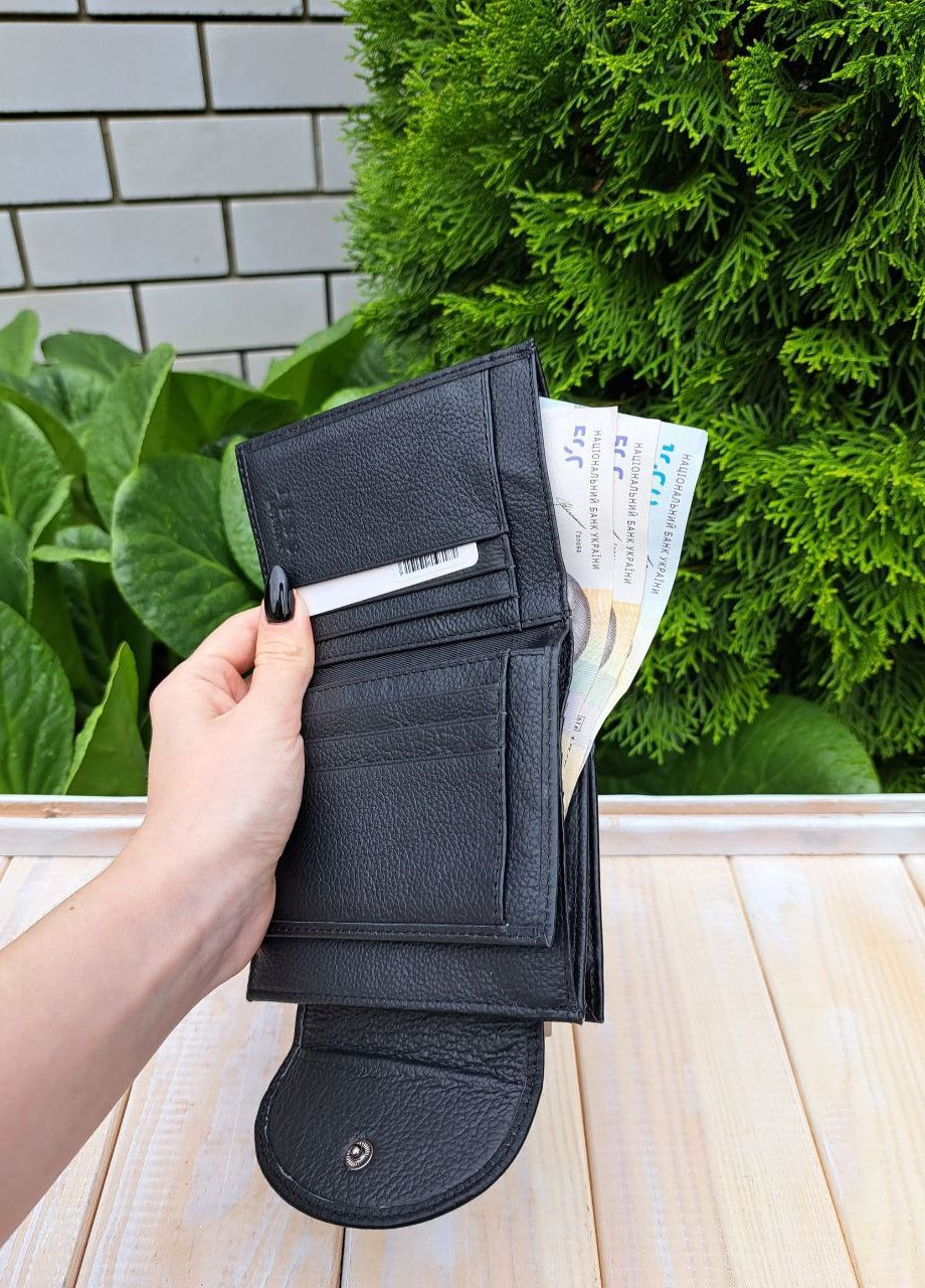 Женский кожаный кошелёк на кнопке Jess (260479139)