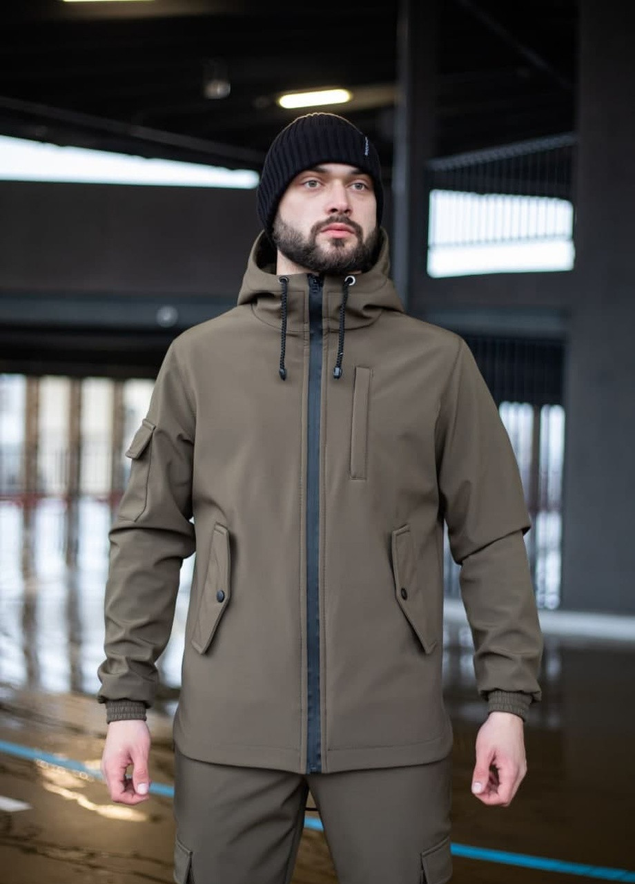 Оливкова (хакі) демісезонна демисезонна чоловіча куртка No Brand