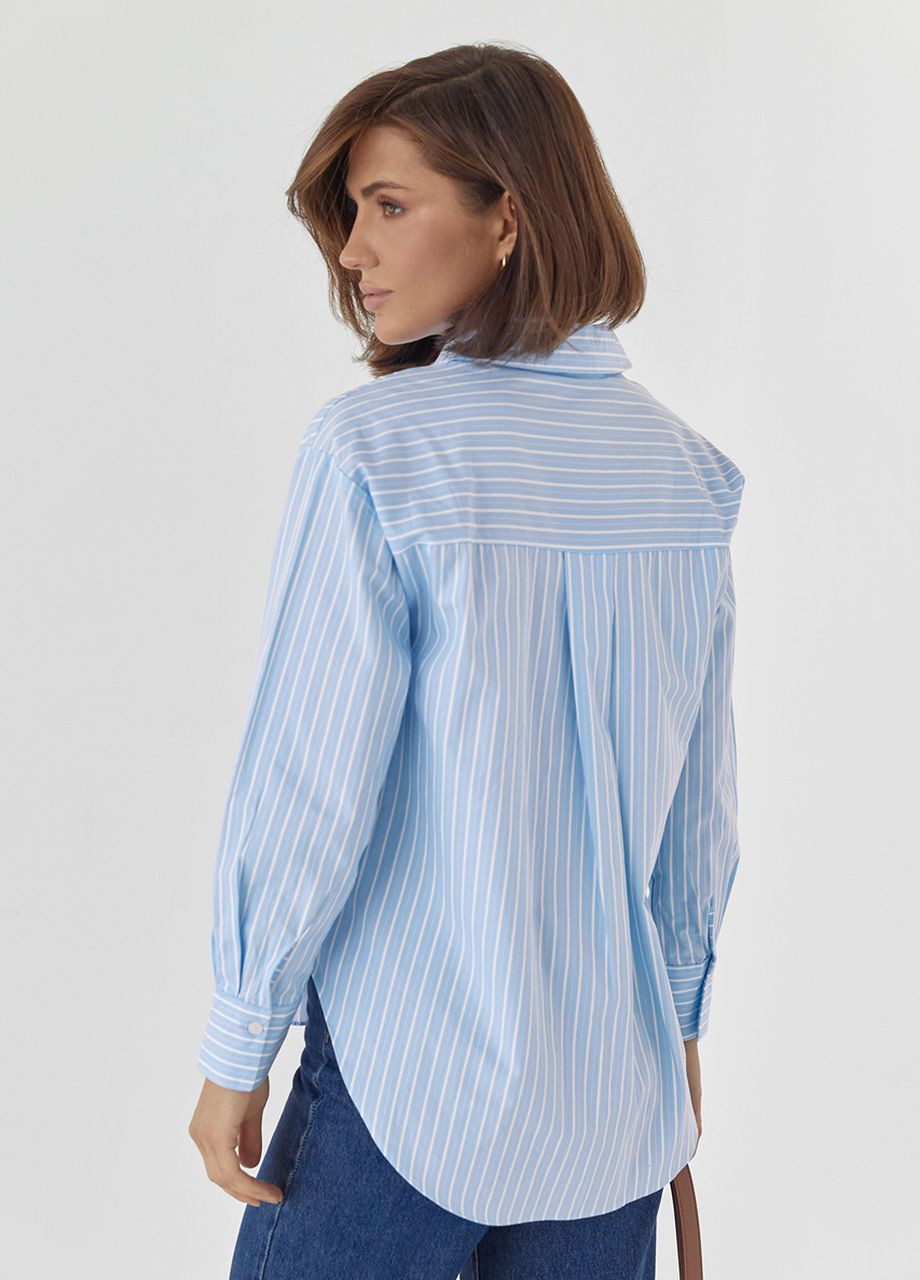 Жіноча сорочка з візерунком у вертикальну смужку - блакитний Lurex (277330219)