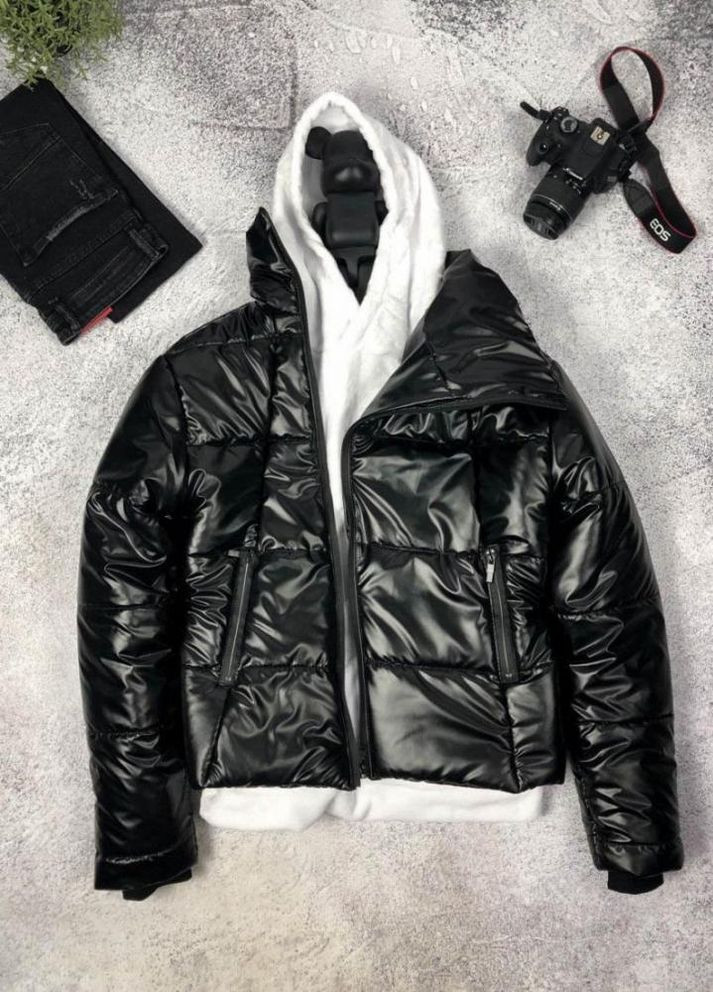 Чорна зимня чоловіча куртка зимова чорного кольору No Brand