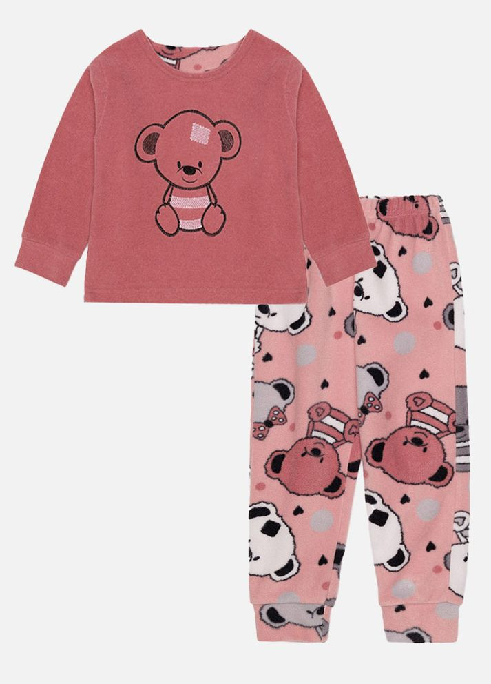 Светло-розовая зимняя пижама для девочки цвет пудровый цб-00231605 Бома