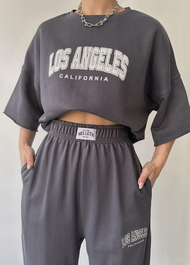 Антрацитовый спортивный костюм с футболкой, Los Angeles MAI (265021788)
