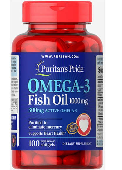 Puritan's Pride Omega-3 Fish Oil 1000 mg 100 Softgels Puritans Pride (256719906)