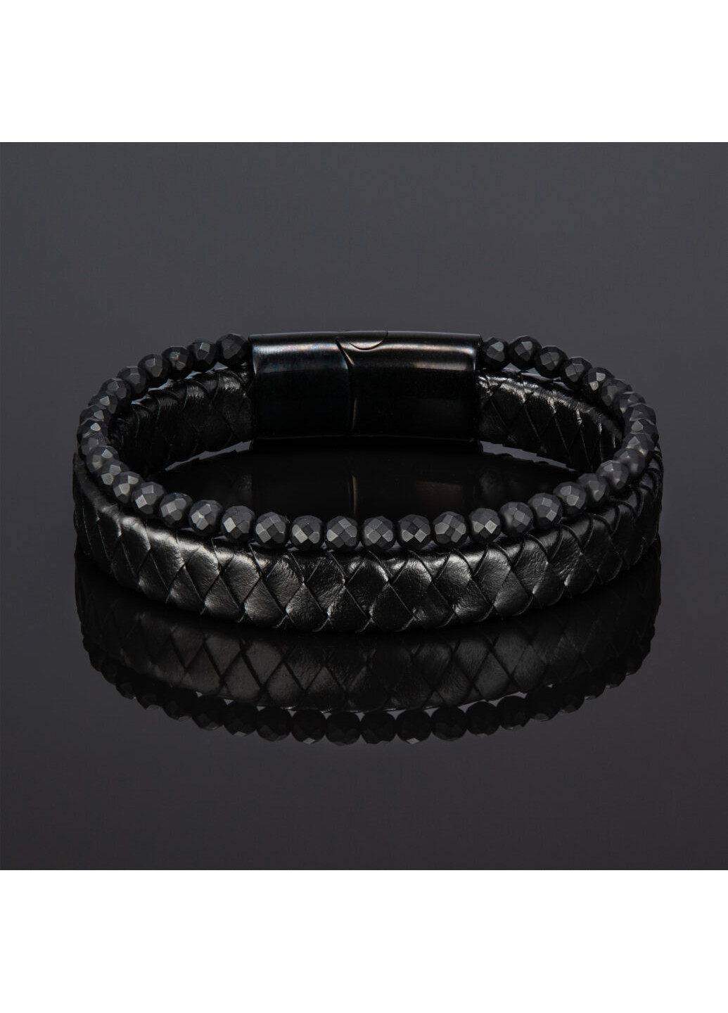 Мужской кожаный браслет с черным ониксом LORAN-HM (257740493)