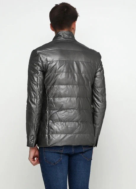 Серебряная демисезонная куртка кожаная Ralph Lauren