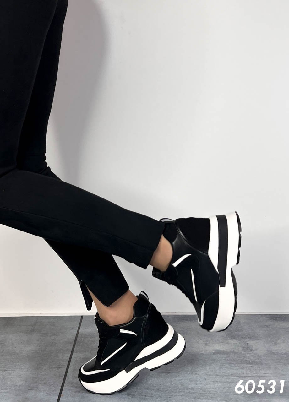 Чорно-білі осінні демисезонні кросівки No Brand