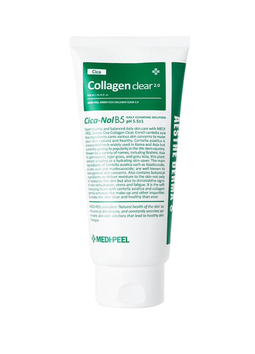 Успокаивающая и глубокоочищающая пенка Green Cica Collagen Clear 300 ml Medi-Peel (267648401)