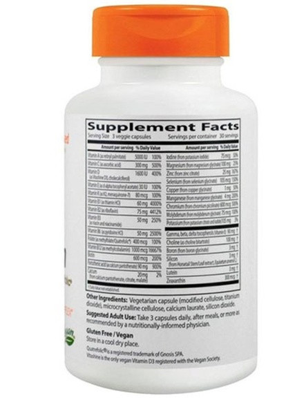 Multi-Vitamin Quatrefolic 90 Veg Caps Doctor's Best (258498923)